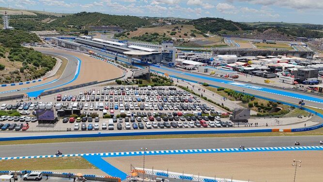 Vista aérea desde la noria instalada en el Circuito de Jerez.